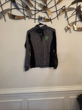 Storm Gray & Black Quarter-Zip Pullover with Green Logo